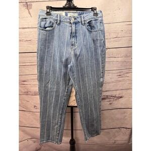 PACUN Los Angeles Light Wash‎ Cropped Mom Jean White Stripes Size 28